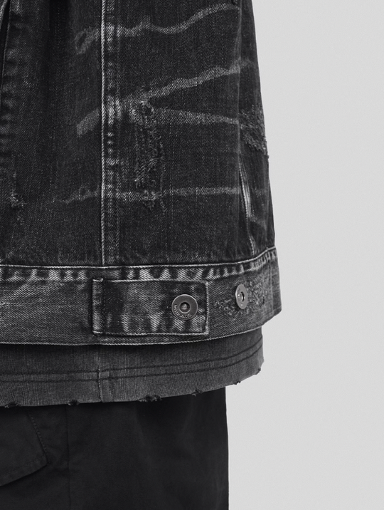 UNDERWATER Sand Wash Cut Destroyed Denim Jacket