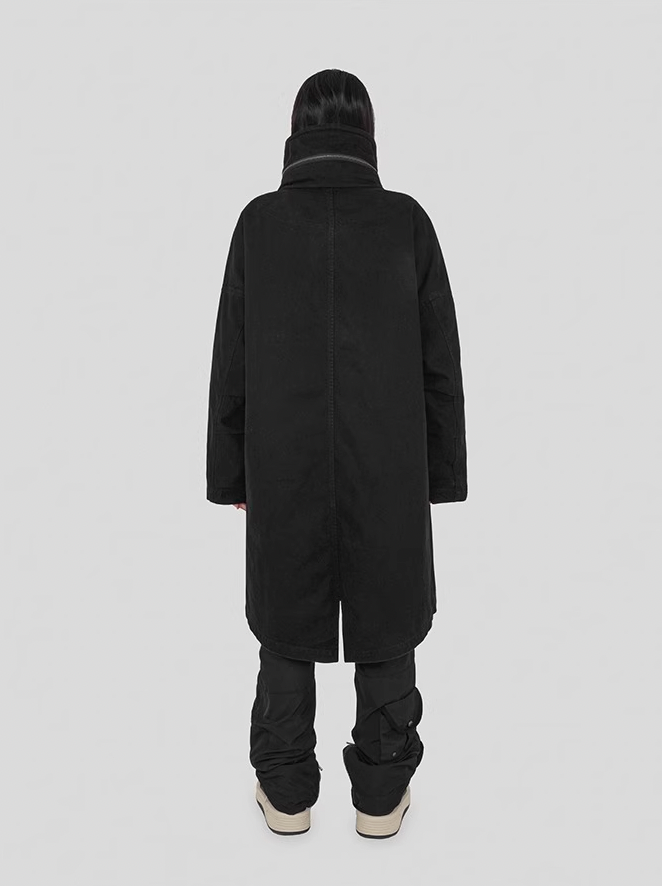 UNDERWATER Washed & Aged Zipper Hooded M51 Fishtail Trench Coat Jacket