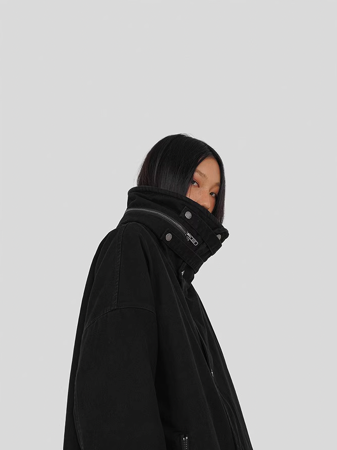 UNDERWATER Washed & Aged Zipper Hooded M51 Fishtail Trench Coat Jacket