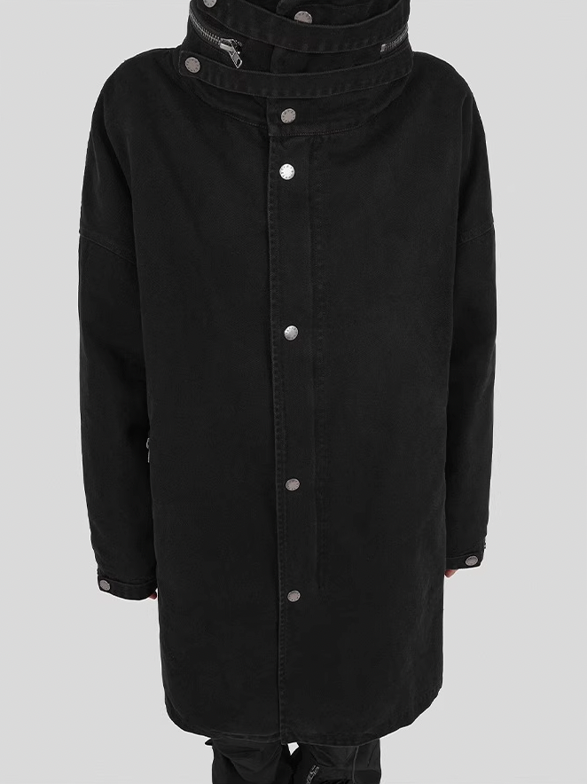 UNDERWATER Washed & Aged Zipper Hooded M51 Fishtail Trench Coat Jacket