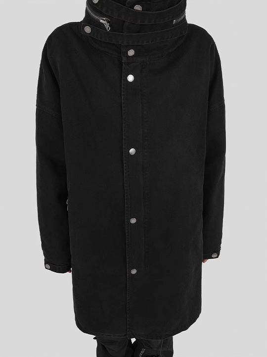 UNDERWATER Washed & Aged Zipper Hooded M51 Fishtail Trench Coat Jacket