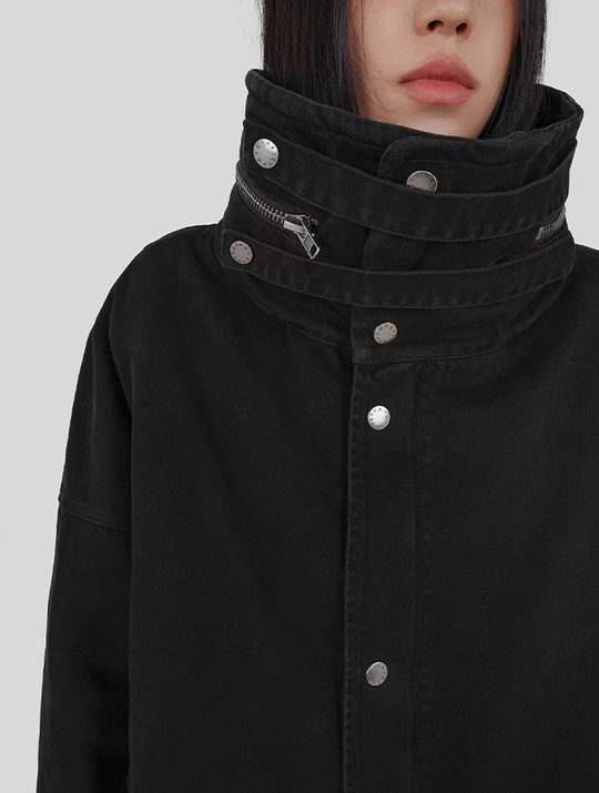 UNDERWATER Washed & Aged Zipper Hooded M51 Fishtail Trench Coat Jacket