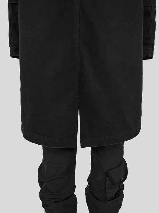 UNDERWATER Washed & Aged Zipper Hooded M51 Fishtail Trench Coat Jacket