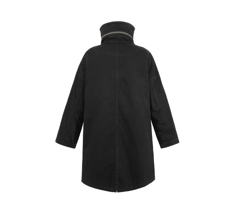 UNDERWATER Washed & Aged Zipper Hooded M51 Fishtail Trench Coat Jacket