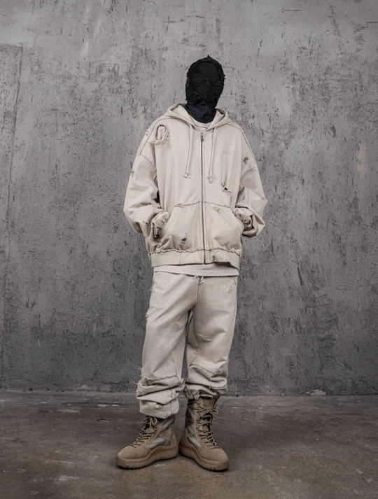 UNDERWATER Wasteland Distressed Zip Up Hoodie