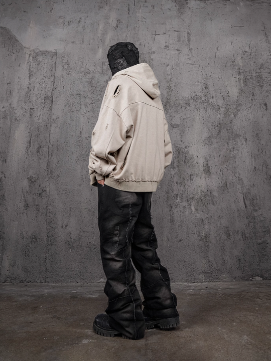 UNDERWATER Wasteland Distressed Zip Up Hoodie