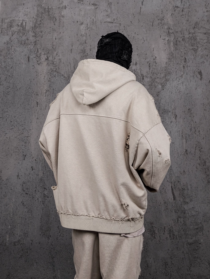 UNDERWATER Wasteland Distressed Zip Up Hoodie