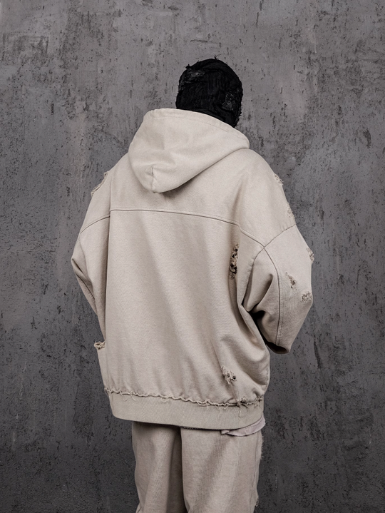 UNDERWATER Wasteland Distressed Zip Up Hoodie