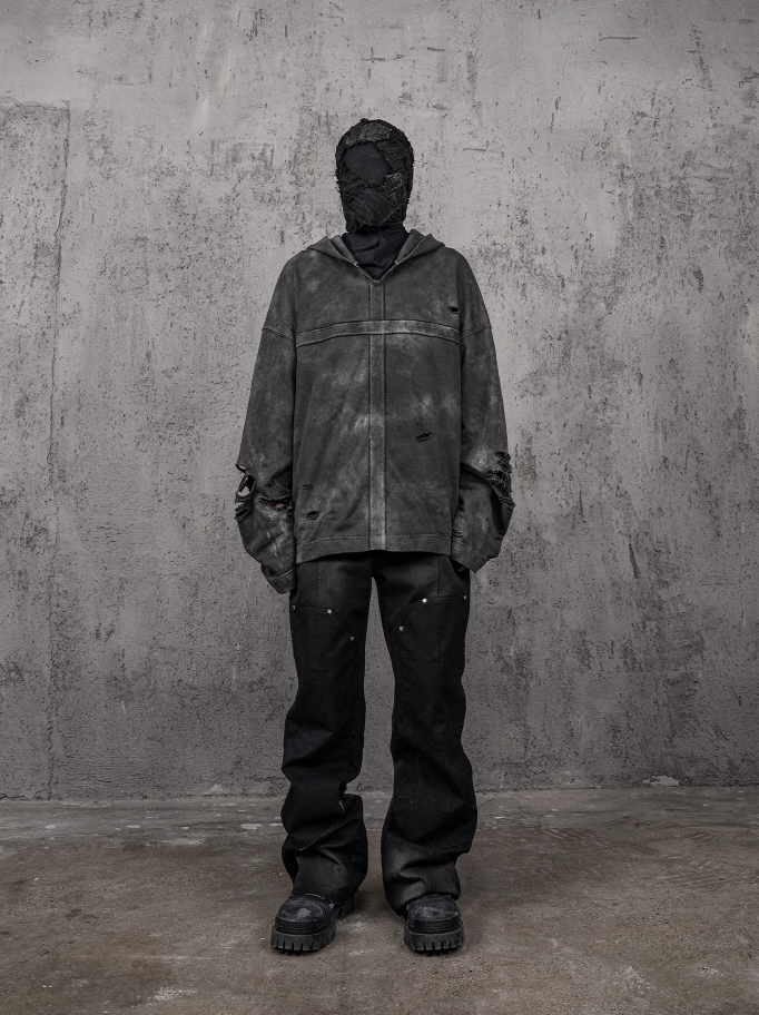 UNDERWATER Distressed Cross Stitching Hoodie