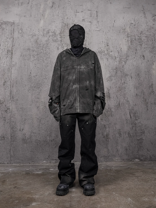 UNDERWATER Distressed Cross Stitching Hoodie