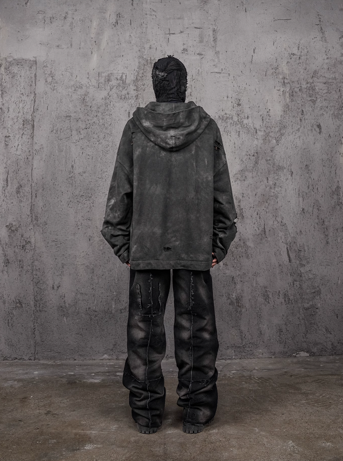 UNDERWATER Distressed Cross Stitching Hoodie