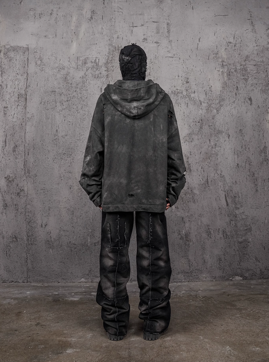 UNDERWATER Distressed Cross Stitching Hoodie