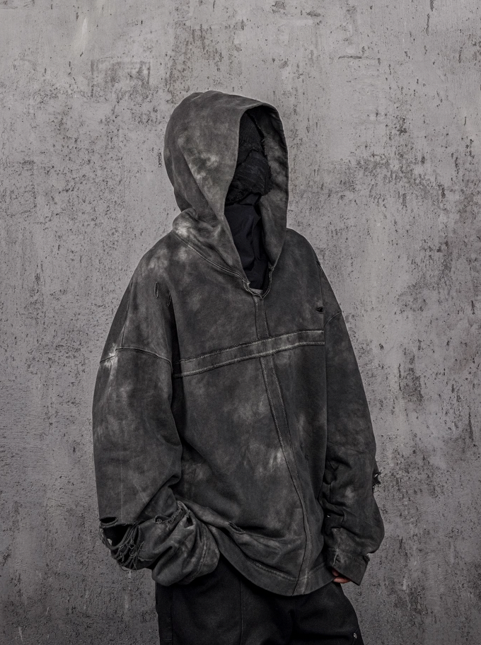 UNDERWATER Distressed Cross Stitching Hoodie