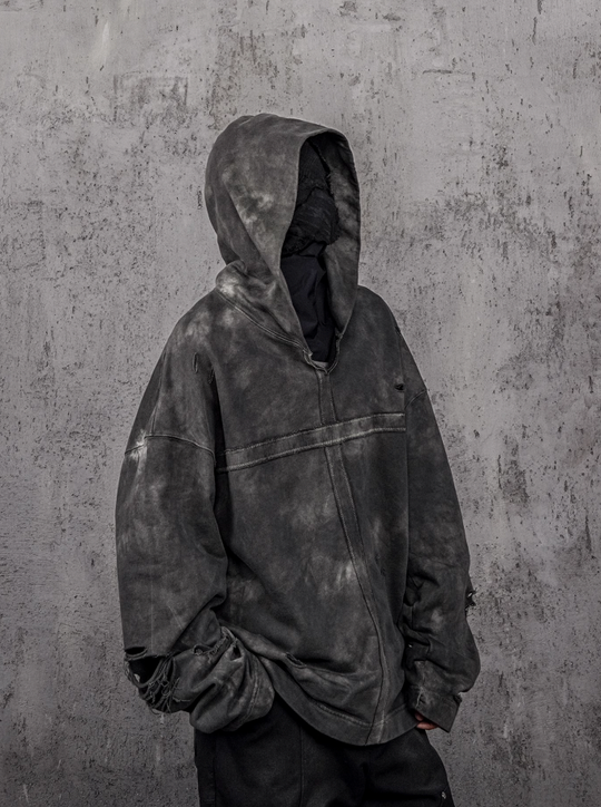 UNDERWATER Distressed Cross Stitching Hoodie