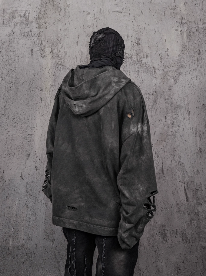 UNDERWATER Distressed Cross Stitching Hoodie