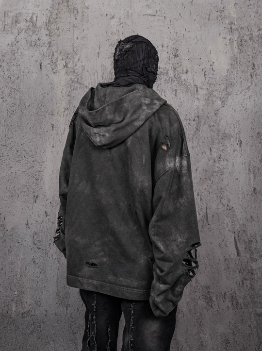 UNDERWATER Distressed Cross Stitching Hoodie