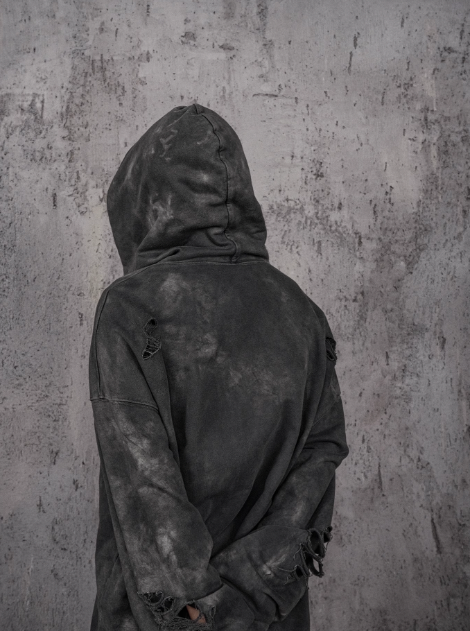 UNDERWATER Distressed Cross Stitching Hoodie