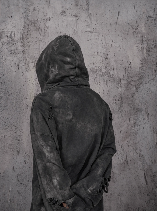 UNDERWATER Distressed Cross Stitching Hoodie