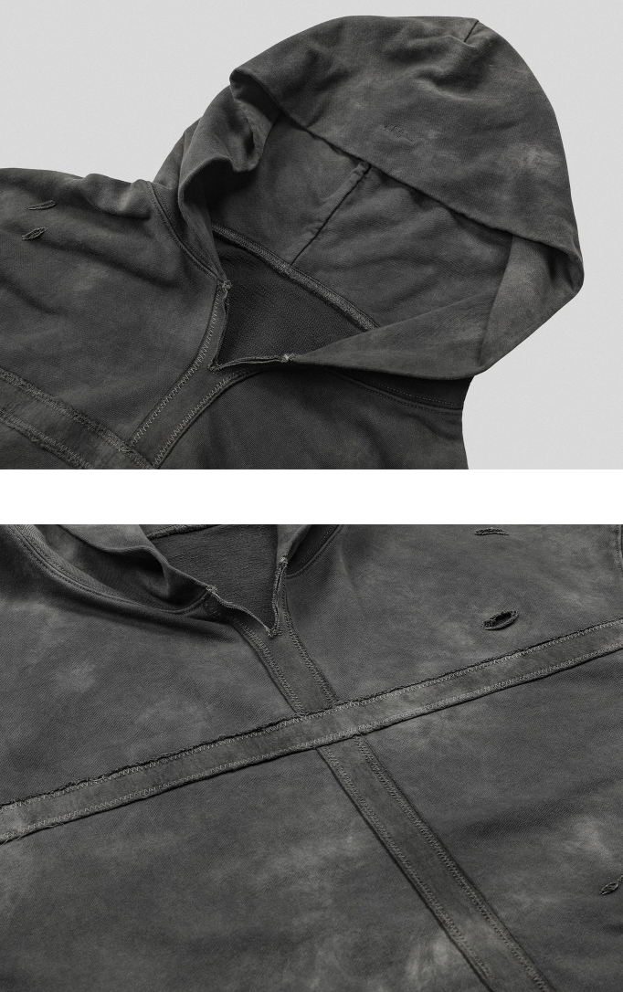 UNDERWATER Distressed Cross Stitching Hoodie