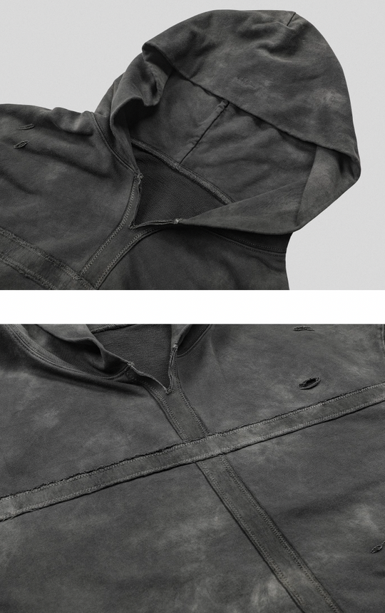 UNDERWATER Distressed Cross Stitching Hoodie