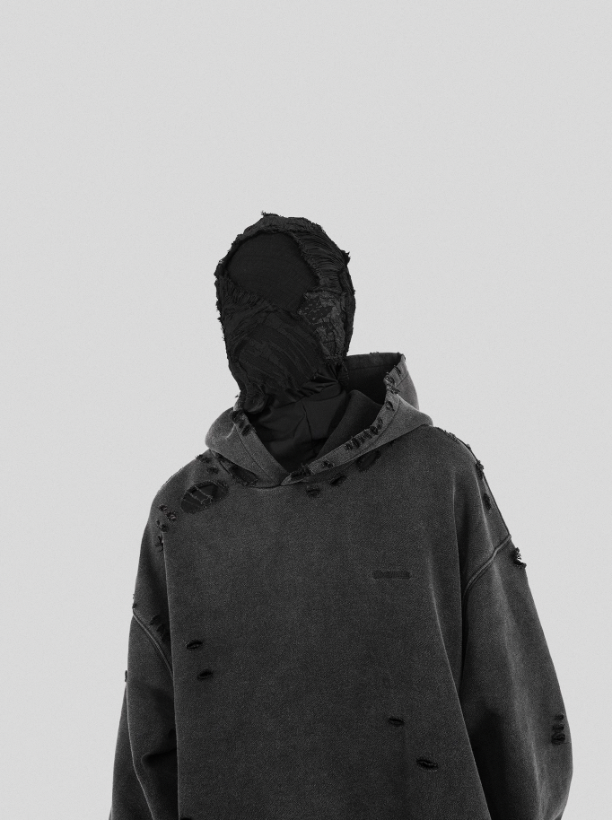 UNDERWATER Damaged Faded Logo Embroidered Hoodie