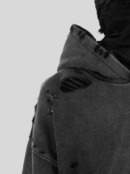 UNDERWATER Damaged Faded Logo Embroidered Hoodie