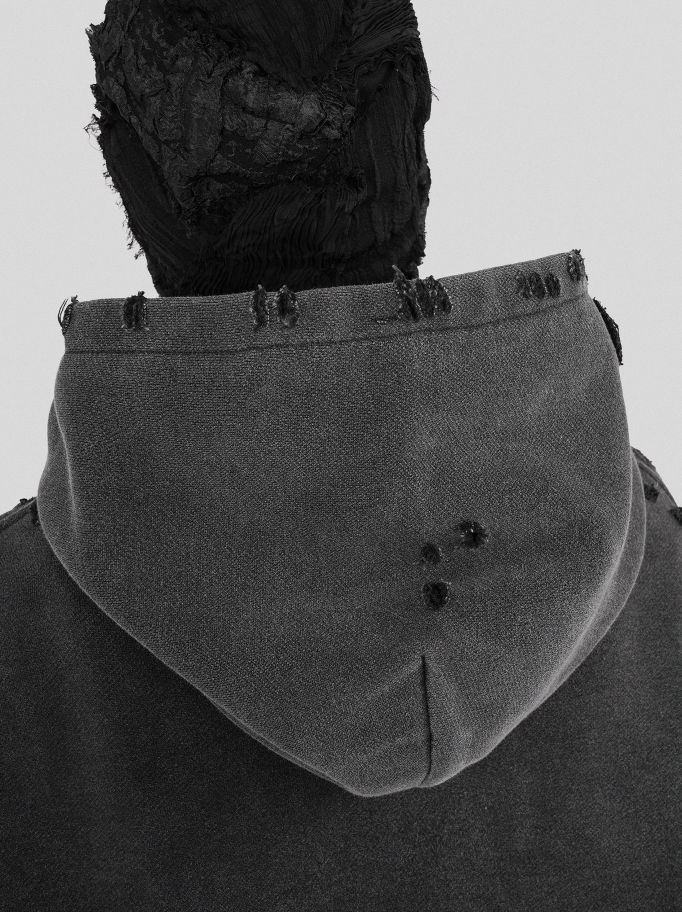 UNDERWATER Damaged Faded Logo Embroidered Hoodie