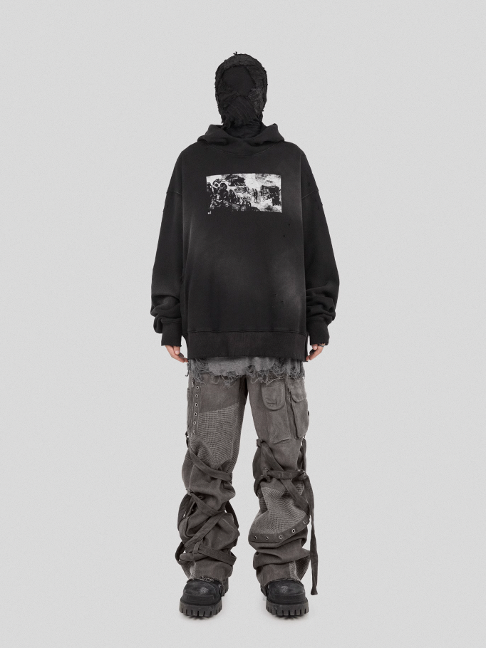UNDERWATER The Deluge Printed Faded Hoodie