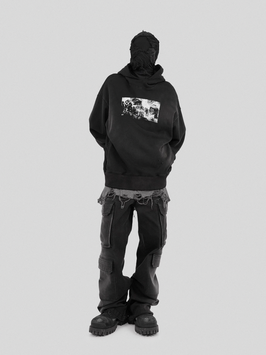 UNDERWATER The Deluge Printed Faded Hoodie