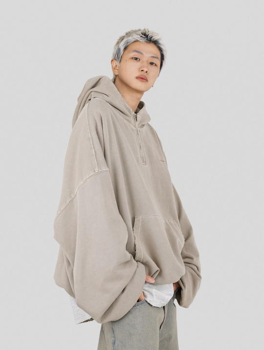 UNDERWATER Batik Elevated Half Zip Embroidery Hoodie