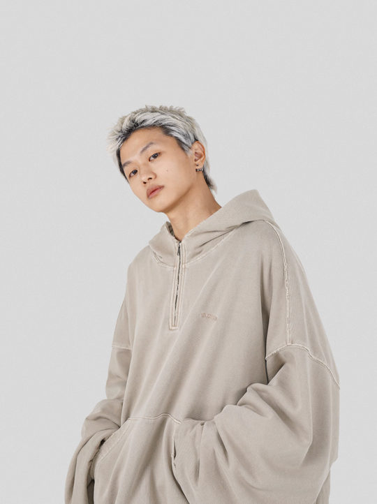 UNDERWATER Batik Elevated Half Zip Embroidery Hoodie