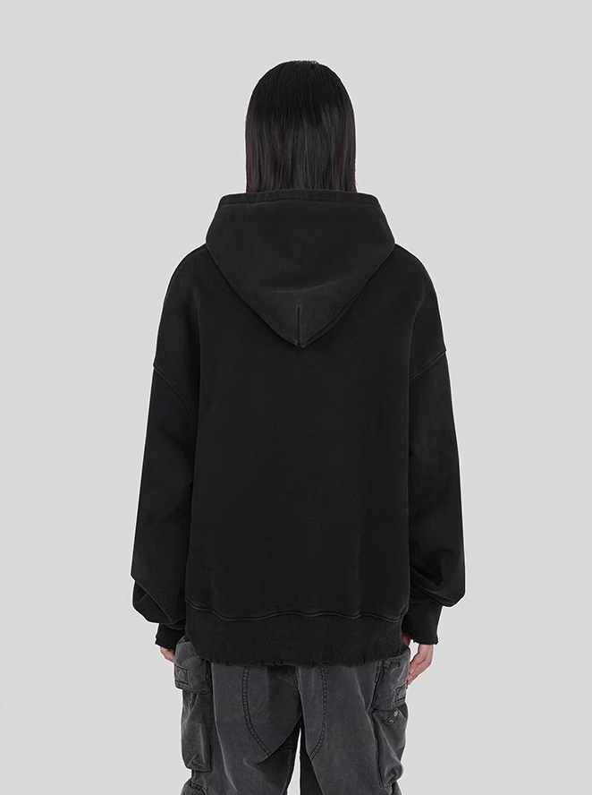 UNDERWATER Washed Destroyed Smoke Logo Print Hoodie