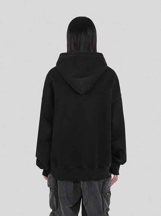 UNDERWATER Washed Destroyed Smoke Logo Print Hoodie