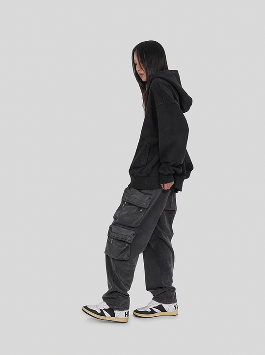 UNDERWATER Washed Destroyed Smoke Logo Print Hoodie