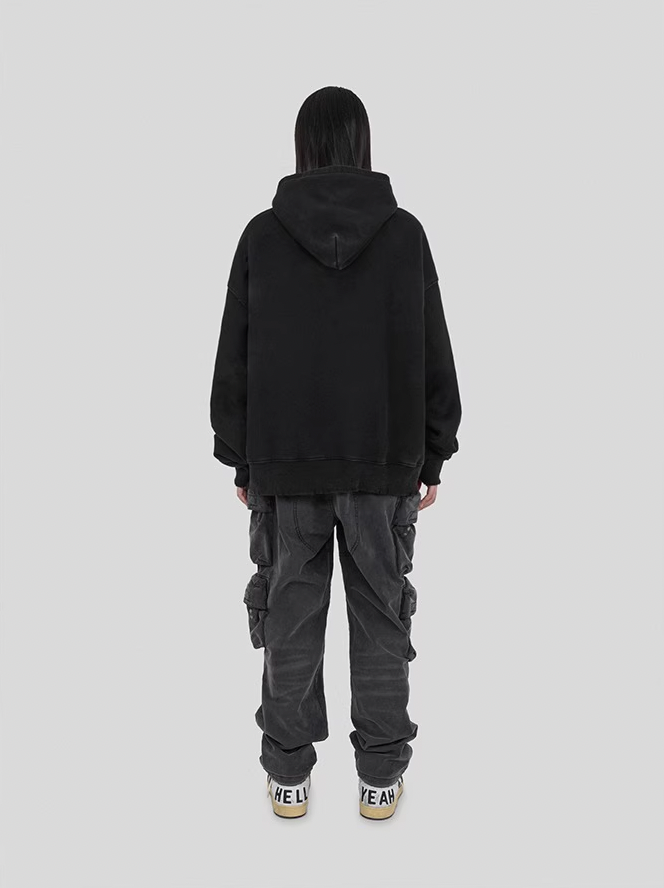 UNDERWATER Washed Destroyed Smoke Logo Print Hoodie