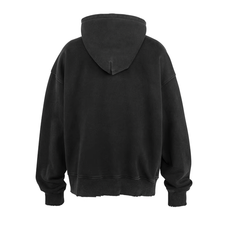 UNDERWATER Washed Destroyed Smoke Logo Print Hoodie