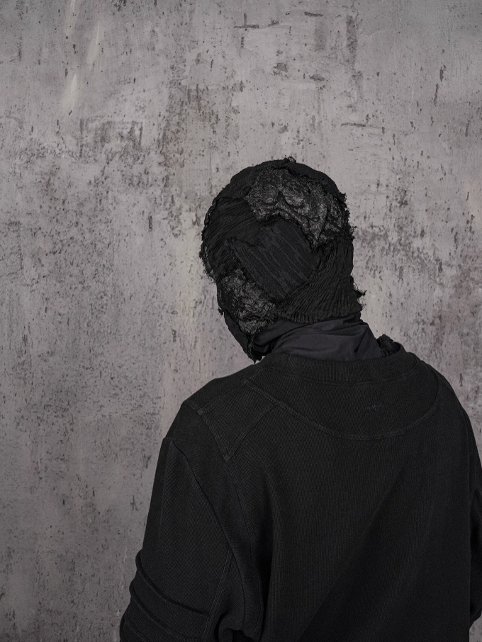 UNDERWATER Washed Pleated Deconstructed Patchwork Sweatshirt Black