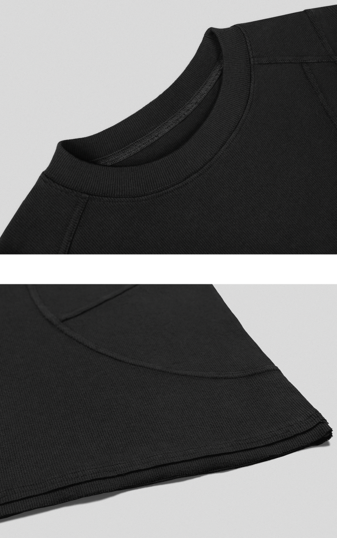UNDERWATER Washed Pleated Deconstructed Patchwork Sweatshirt Black