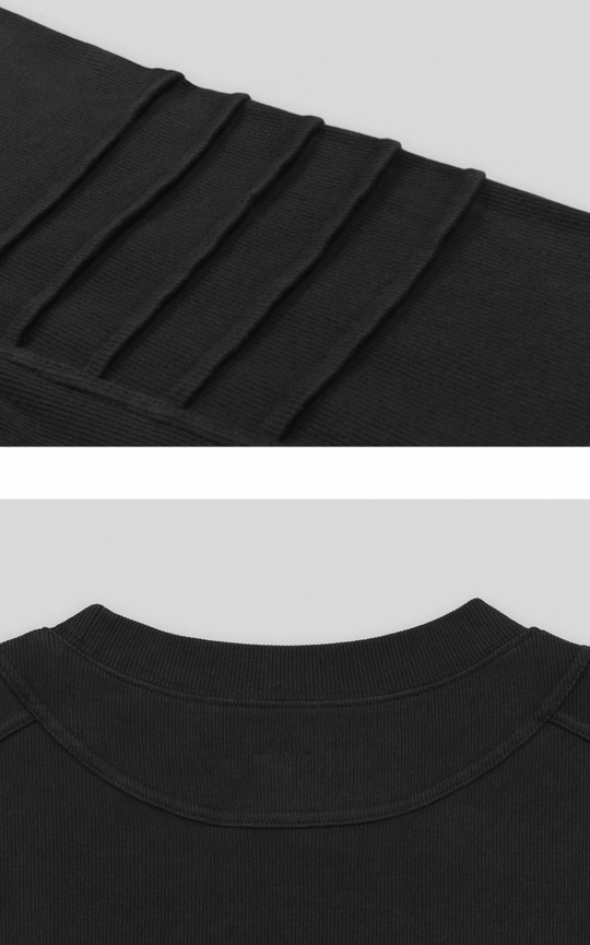 UNDERWATER Washed Pleated Deconstructed Patchwork Sweatshirt Black