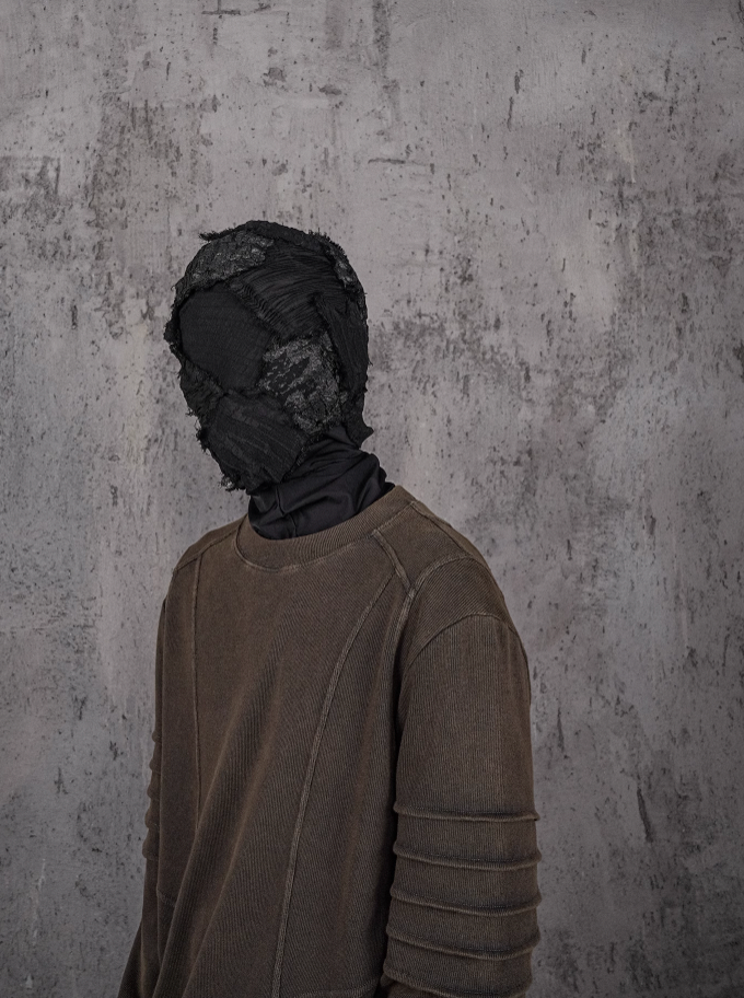 UNDERWATER Washed Pleated Deconstructed Patchwork Sweatshirt Brown