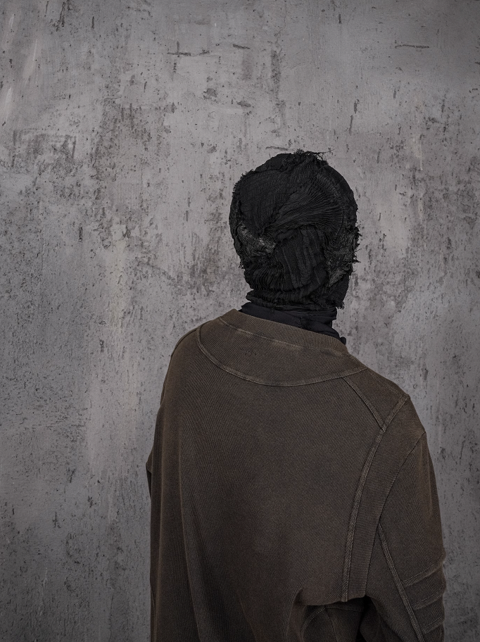 UNDERWATER Washed Pleated Deconstructed Patchwork Sweatshirt Brown