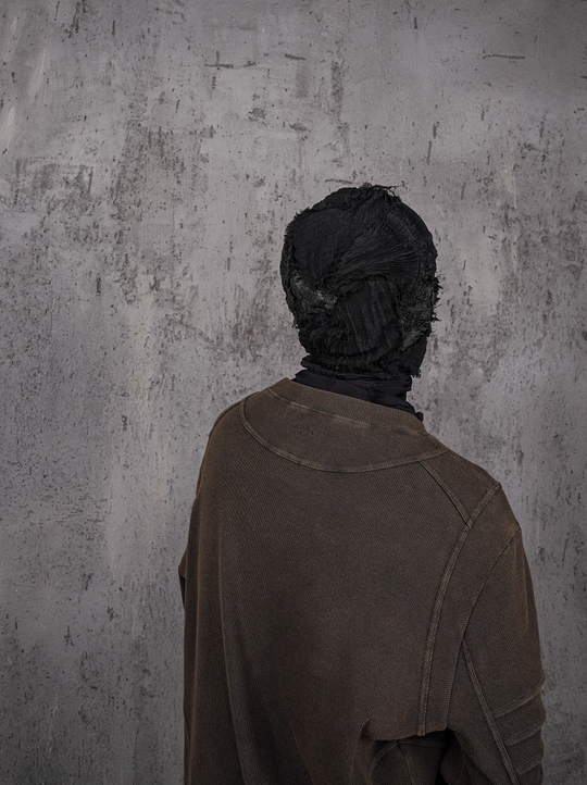 UNDERWATER Washed Pleated Deconstructed Patchwork Sweatshirt Brown