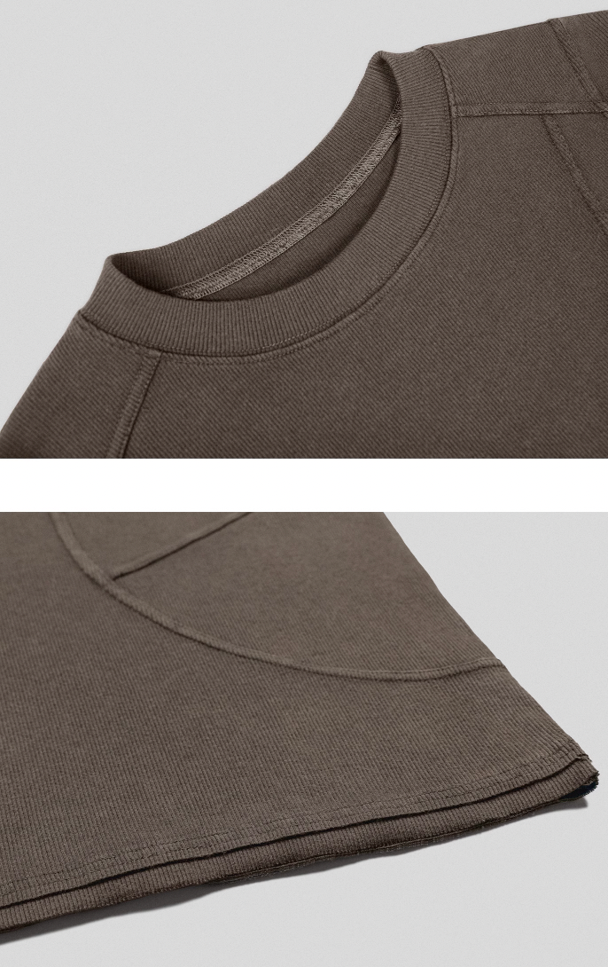 UNDERWATER Washed Pleated Deconstructed Patchwork Sweatshirt Brown