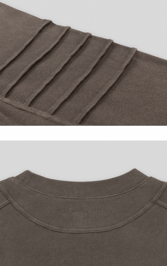 UNDERWATER Washed Pleated Deconstructed Patchwork Sweatshirt Brown