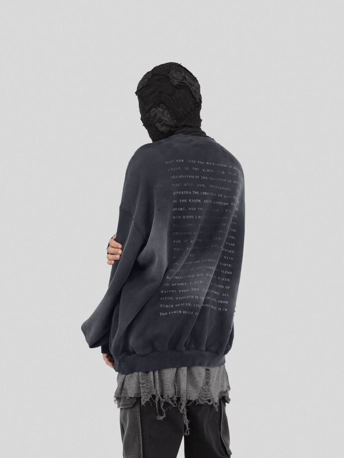 UNDERWATER Destruction The Deluge Faded Print Sweatshirt