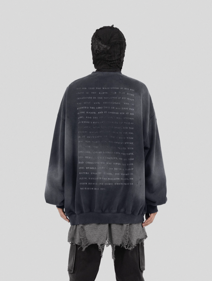 UNDERWATER Destruction The Deluge Faded Print Sweatshirt