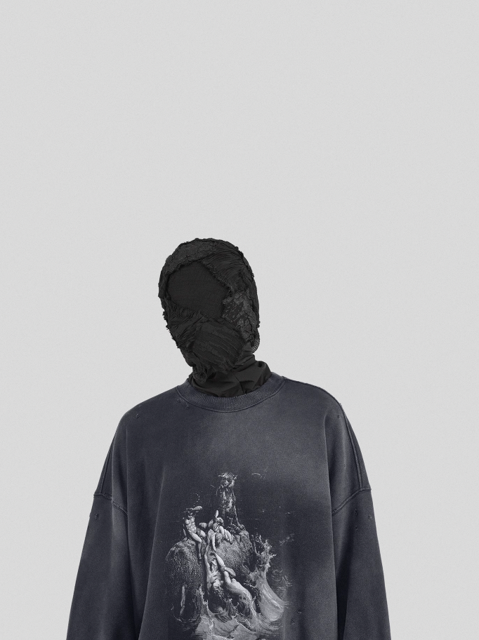 UNDERWATER Destruction The Deluge Faded Print Sweatshirt