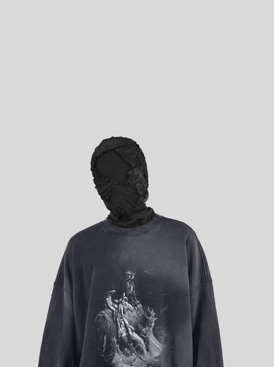 UNDERWATER Destruction The Deluge Faded Print Sweatshirt