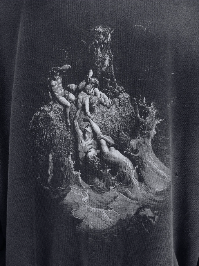 UNDERWATER Destruction The Deluge Faded Print Sweatshirt