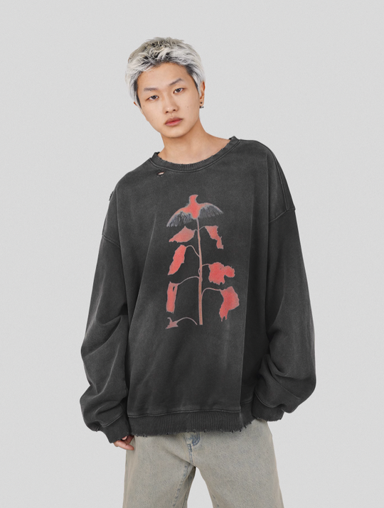 UNDERWATER Wormhole Destruction Alive Printed Faded Sweatshirt